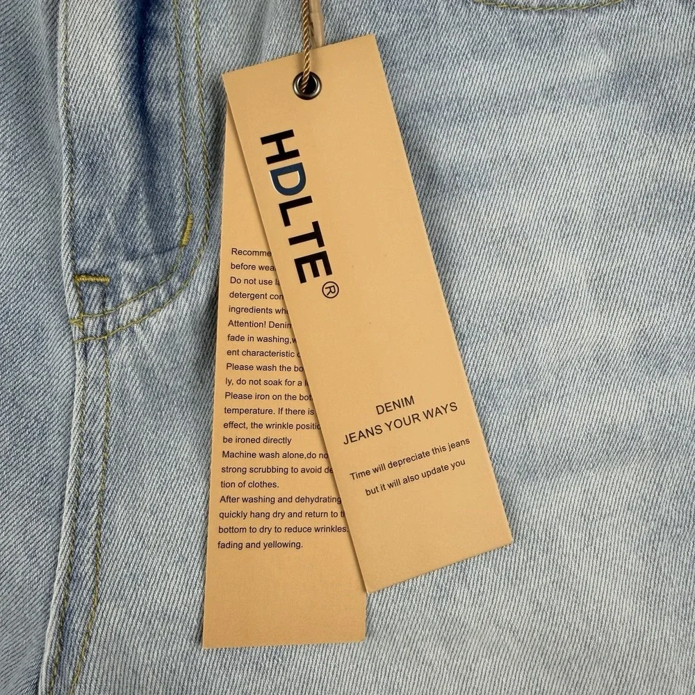 HDLTE Women's Small‎ Jeans High Rise Baggy Wide Leg Boyfriend Y2K Denim-NWT